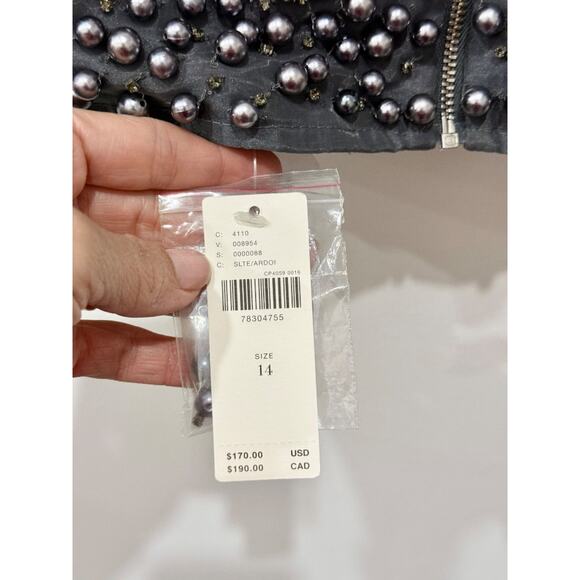 NWT Anthropologie Pearl Embellished V-Neck Crop Bra Top Gray Women's Size 14 - Picture 4 of 5